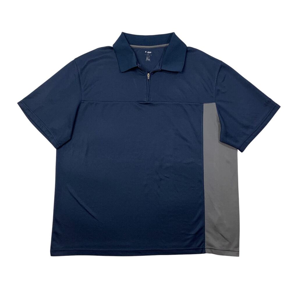 Reebok Polo Shirt Mens XXL Navy Graphite Golf 1/4 Zip Short Sleeve Performance